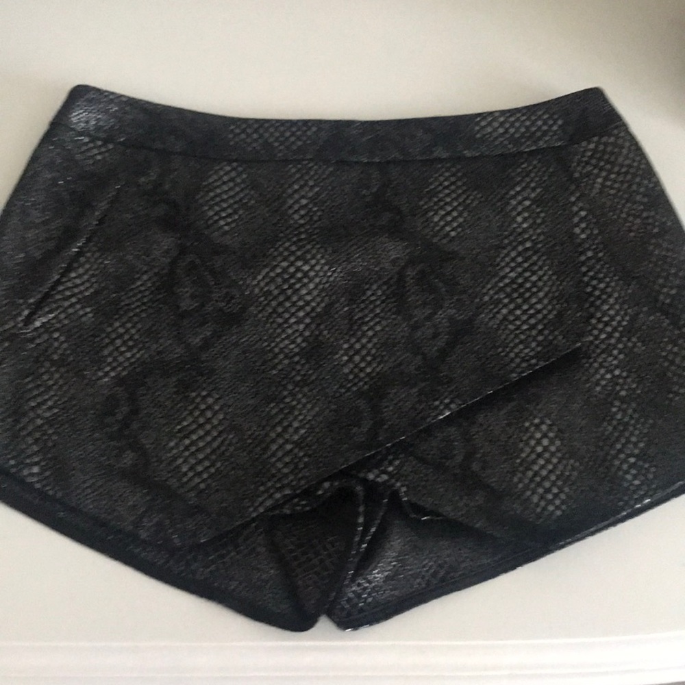 Express metallic snakeskin print shorts